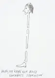 Hilfe, ich kann nur noch vorwärts schreiten by Günter Brus, India ink on paper, sold Apr 2025