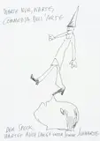 Günter Brus, Warte nur, warte, Commedia dell'Arte. Der Speck wartet auch lange unter seiner Schwarte, India ink on paper