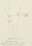 Günter Brus, Robert Stolz, Ohrkrepierer. Aber er vögelte seine Frau mit einem Einzi-Gummi, India ink on paper