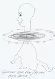 Günter Brus, Existiert auf dem Saturn auch Musik?, India ink on paper