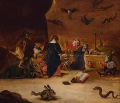 Abraham Teniers, The temptation of St. Anthony, oil on canvas; framed