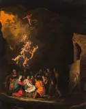 Cornelisz. Saftleven, Adoration of the shepherds, oil on panel; framed