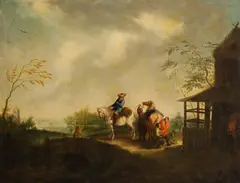August Querfurt, Rider in landscape, oil on canvas; framed