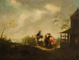 August Querfurt, Rider in landscape, oil on canvas; framed