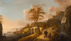 Pieter de Bloot, Coastal landscape with staffage, oil on panel; framed