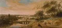 Anthonie van Croos, Riverscape, oil on panel; framed
