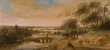 Anthonie van Croos, Riverscape, oil on panel; framed