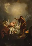 Michelangelo Unterberger, The baptism of Christ, oil on canvas; framed