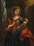 Martino Altomonte, St. Ursula with heart and arrow, oil on canvas; framed