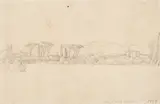 View of the Villa Albani in Rome by Johann Martin von Rohden, 1795, pencil on paper; in passe-partout; unframed, sold Dec 2024
