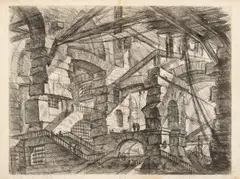 Giovanni Antonio Battista Piranesi, Der gotische Bogen" sheet XIV from: "Carceri d'invenzione, c. 1749, copper engraving; unframed