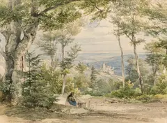 Joseph Höger, View of Forchtenstein Castle below the Rosalia Chapel, 1846, watercolour on paper; framed
