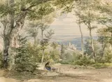 Joseph Höger, View of Forchtenstein Castle below the Rosalia Chapel, 1846, watercolour on paper; framed
