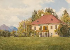 Franz Alt, Villa in the countryside, 1879, watercolour on paper; framed