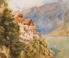 Rudolf von Alt, View from Hallstatt, c. 1845, watercolour on paper; framed