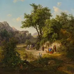 Károly Markó d.Ä., Jesus and the Samaritan woman, 1824, oil on canvas; framed