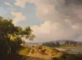 Ignaz Raffalt, Country road with horse-drawn carriage, 1842, oil on panel; framed