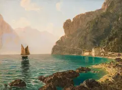 Jakob Alt, Lake Garda, near Riva, 1834, oil on panel; framed