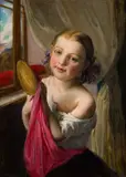 Lexi with mirror (daughter of the artist) by Johann Baptist Reiter, c. 1872, oil on canvas, framed, offered Dec 2024