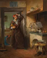 Eduard Ritter, Little mishap in the kitchen, 1850, oil on panel; framed