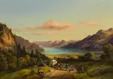 View of St. Gilgen on the Wolfgangsee by Friedrich Heinrich Zeller, 1861, oil on canvas; framed, sold Dec 2024