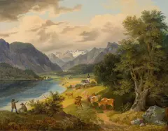 Joseph Heicke, View of Altausee and the Dachstein, 1848, oil on canvas; framed
