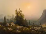 Markus Pernhart, Forest landscape, oil on canvas; framed