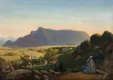 Markus Pernhart, View of the Untersberg, oil on canvas; framed