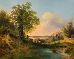 Joseph Höger, View of Gainfarn and the Schneeberg, 1848, oil on canvas; framed