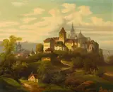 Ferdinand Lepié, View of Prague, oil on canvas; framed