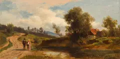 Ludwig Halauska, Summer landscape, oil on panel; framed