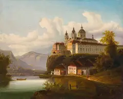 Ferdinand Lepié, Melk Abbey on the Danube, oil on canvas; unframed