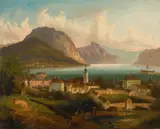Friedrich Wilhelm Jankowsky, Gmunden on the Traunsee, oil on canvas; framed