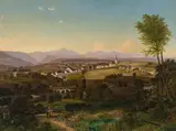 Franz Hölzlhuber, View of Sierning (Upper Austria), oil on canvas; framed