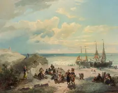 August von Wille, Dutch beach landscape, 1864, oil on canvas; framed