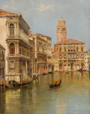Antonietta Brandeis, Venice, Grand Canal with a view of the campanile of the Frari church, oil on canvas; framed