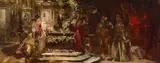 Leopold Carl Müller, Venetian courtyard with figures (sketch), c. 1875, oil on canvas on board; framed