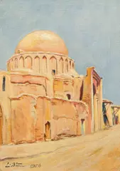 Ludwig Blum, Old synagogue, 1956, oil on canvas; framed