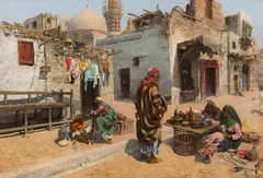 Alphons Leopold Mielich, Straßenmotiv aus Faggala in Kairo, c. 1890, oil on canvas; framed