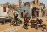 Alphons Leopold Mielich, Straßenmotiv aus Faggala in Kairo, c. 1890, oil on canvas; framed