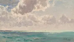 Storm clouds (sea study) by Alfred Zoff, 1897, oil on canvas on cardboard; framed, sold Dec 2024