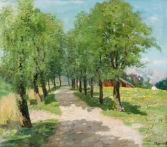 Jakob Josef Koganowsky, Summer avenue, oil on canvas; framed