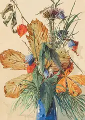Gustav Feith, Autumnal bouquet in a vase, 1931, watercolour on paper; framed