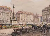 Friedrich Frank, Vienna, Am Hof, watercolour on paper; framed