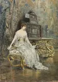 Jószi Arpád Koppay, Reverie, 1892, mixed media on paper; framed