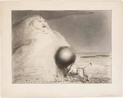 Alfred Kubin, Die Arbeit, 1901/03, ink pen, wash, spray technique on cadastre paper; framed