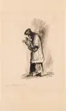 Alfred Kubin, Im Chorhemd, India ink, wash on paper; framed
