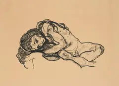 Egon Schiele, Girl, 1918/1919, crayon lithograph on paper; framed