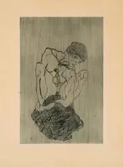 Egon Schiele, Sorrow, 1914/1919, drypoint on paper; framed