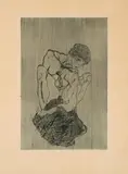 Egon Schiele, Sorrow, 1914/1919, drypoint on paper; framed